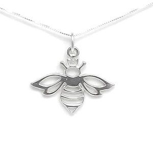 Queen Bee Necklace - Handcrafted Sterling Silver Made in USA (16 Inch Chain)